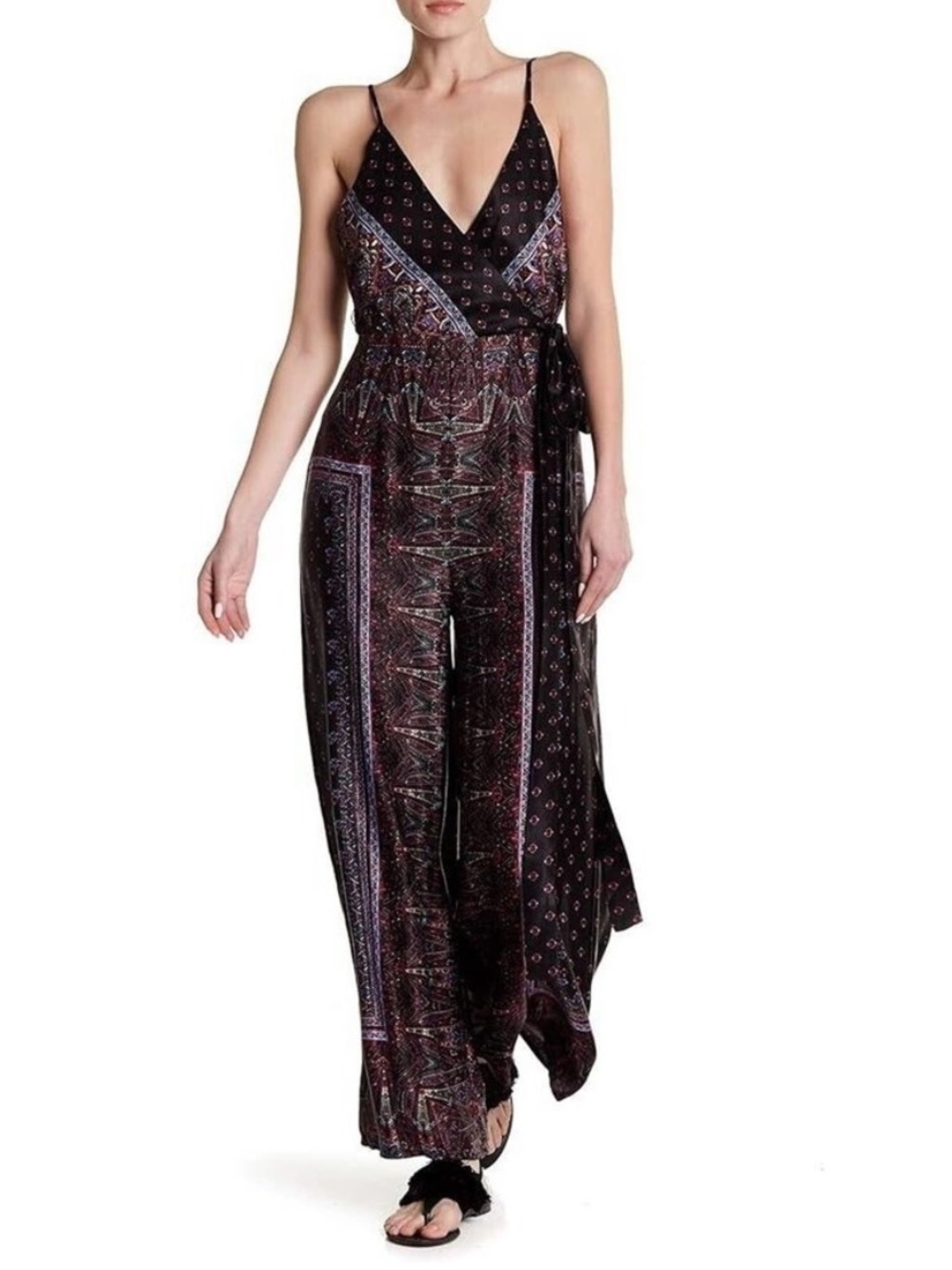 Free People Black Floral Wide Leg Jumpsuit